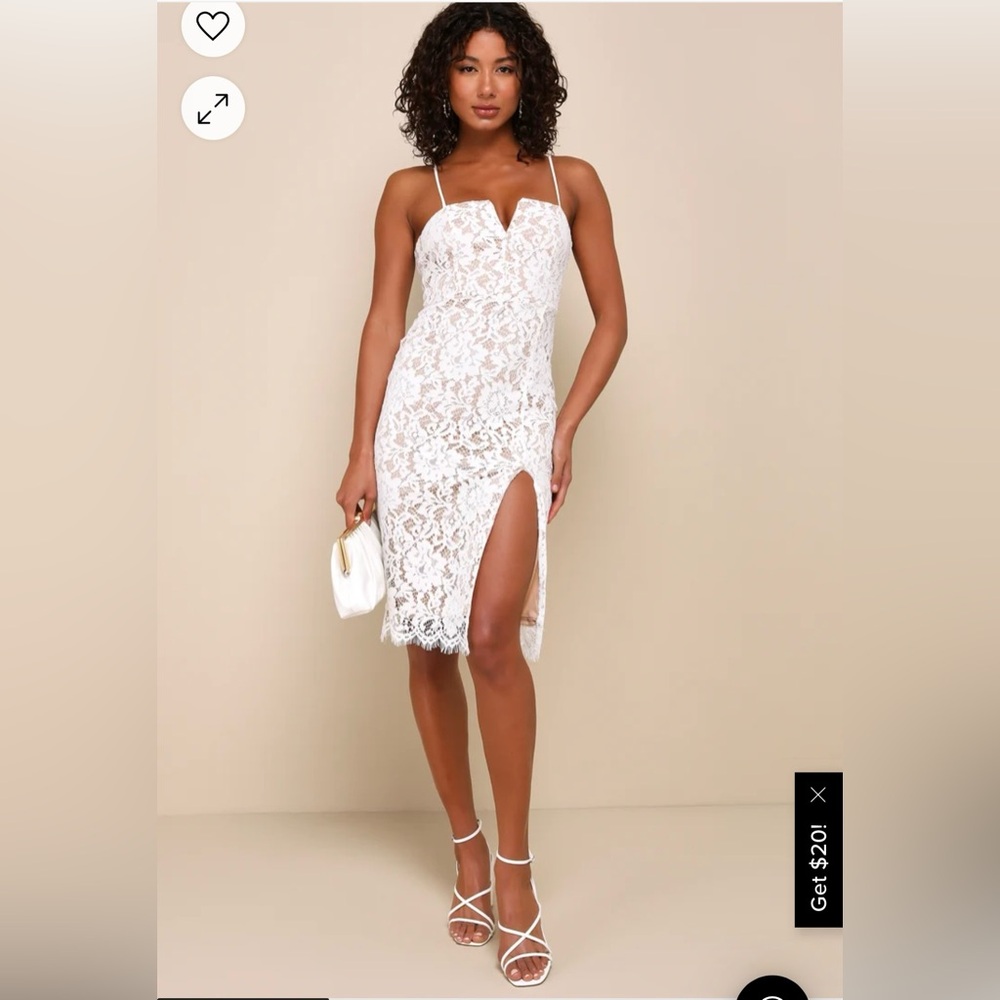 Lulu White Crochet Lace Bodycon Midi Dress